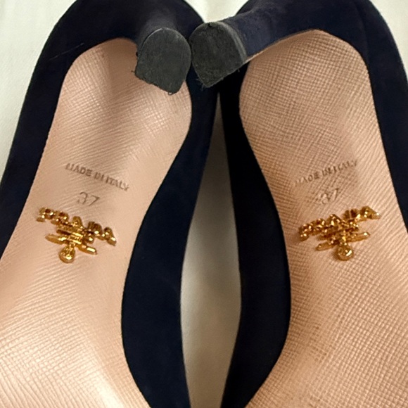 Prada Women's Dark Blue Suede Heels - Picture 12 of 16